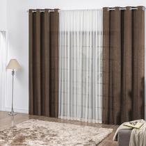 Cortina Casa Dona Tabaco com detalhe em Voil 170x200cm Cortina Casa Dona Tabaco com detalhe em Voil 170x200cm