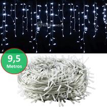 cortina Cascata 400 LEDs Fixo Branco Frio 9,5m 127v P/ Decoração Natal Festa aniversario Janela 3081 - v8