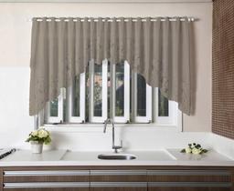 Cortina Cascata de Renda Tulipas Ocre Marrom Interlar Cortina Cascata de Renda Tulipas Ocre Marrom Interlar