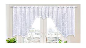 Cortina Cascata Em Renda Floral 2,95 X 1 Para Pia Ou Janela