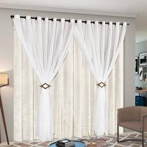 Cortina Cetim Voil com Presilhas Cecília para Sala Quarto 3,00x2,50 - Paulo Cezar Enxovais