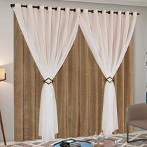 Cortina Cetim Voil com Presilhas Cecília para Sala Quarto 4,00x2,50 Cortina Cetim Voil com Presilhas Cecília para Sala Quarto 4,00x2,50