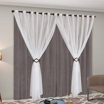 Cortina Cetim Voil com Presilhas Cecília para Sala Quarto 4,00x2,50