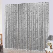 Cortina Charme Em Renda Com Voal 3,00 X 2,50 Varão - Tabaco