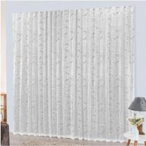 Cortina Charme Renda Com Voal 3,00 X 2,50 Para Varão -Branca