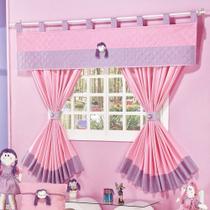 Cortina chiquitita 2 metros menina lilas com rosa para quarto infantil