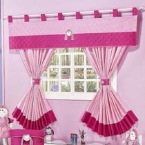 cortina chiquitita menina 2 metros com boneca rosa pink - nosso lar