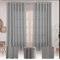 Cortina Cinza Linhão Importado 3,00x2,60 Com Ilhós Cromado