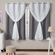 Cortina Cinza Para Janela Sala Quarto Blackout PVC 2,80x1,60 C/Voil Cortina Cinza Para Janela Sala Quarto Blackout PVC 2,80x1,60 C/Voil
