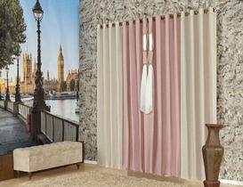 Cortina Classic Quarto 2,00x1,70 Oxford Liso Voal Ilhós - Decorativa enxovais