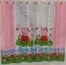 Cortina Colors Girls Para Varão Simples 2,00M X 1,80M Rosa Pepa Pig Bella Enxovais