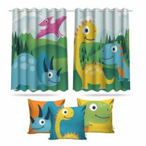 Cortina com 3 Capa de Almofadas Dino Cute
