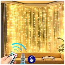 Cortina com 300 Luzes De LED 8 Modos De Iluminação USB Para Decorações De Natal 3M X 3M