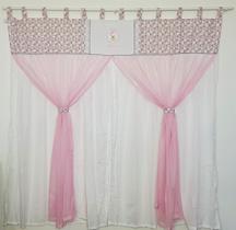 Cortina Com Bandô Quarto Ursa Princess Princesa Rosa Cinza 200mx170m Cortina Com Bandô Quarto Ursa Princess Princesa Rosa Cinza 200mx170m