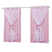 Cortina com Laços Decorativos 2,80x1,70m Forro e Voal Teen Cortina com Laços Decorativos 2,80x1,70m Forro e Voal Teen