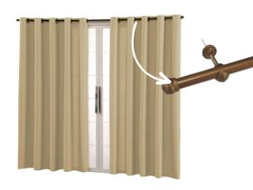 Cortina Com Varão 3x2,20 Tecido Oxford Marrom Claro Premium