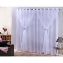 Cortina Com Voal duplo Ilhós Cromado Sala E Quarto 6,00 Metros Por 2,50m De Altura