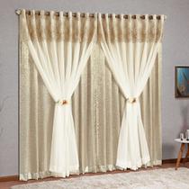 Cortina Com Voil Cetim Amassado Nobreza 3,00 X 2,50 Bronze