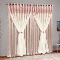 Cortina Com Voil E Cetim Amassado Nobreza 2,00 X 1,70 Rose