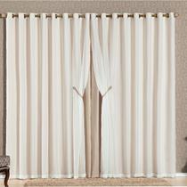 Cortina Com Voil e Pedraria 2,00 X 1,70 Bélgica Bege