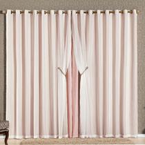 Cortina Com Voil e Pedraria 2,00 x 1,70 Bélgica Rosê