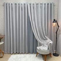 Cortina com Voil Gaze de Linho Prática Napoli 2,00 m x 1,70 m Cinza Cortina com Voil Gaze de Linho Prática Napoli 2,00 m x 1,70 m Cinza