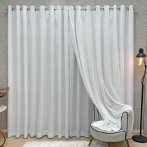 Cortina com Voil Gaze de Linho Prática Napoli 4,00 m x 2,70 m Branco Cortina com Voil Gaze de Linho Prática Napoli 4,00 m x 2,70 m Branco