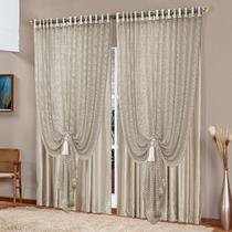 Cortina Com Voil Luxo Tela Brilhante e Cetim Amassado Picasso 3,00 X 2,50 Bronze