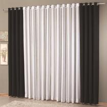 Cortina Combinada Linho Grécia 300x250cm Preta Realce Top - Suntan