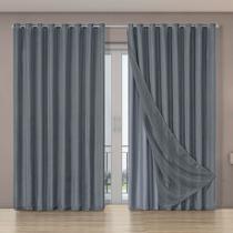 Cortina cor grafite blackout e Voal liso corta luz largura 2.60 x 2.50 altura