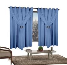 Cortina Corta Luz 2,00m X 1,40m 100% Blackout Com Voil Azul Para Sala Ou Quarto Para Varão Simples Cortina Corta Luz 2,00m X 1,40m 100% Blackout Com Voil Azul Para Sala Ou Quarto Para Varão Simples