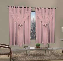 Cortina Corta Luz 2,00M X 1,70M 100% Blackout Com Voil Rosa