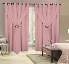 Cortina Corta Luz 2,00Mx2,40M 100% Blackout Com Voil Rosa