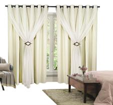 Cortina Corta Luz 3,00m X 1,80m 100% Blackout Com Voil Palha Para Sala Ou Quarto Para Varão Simples. Cortina Corta Luz 3,00m X 1,80m 100% Blackout Com Voil Palha Para Sala Ou Quarto Para Varão Simples.