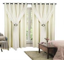 Cortina Corta Luz 3,00M x 2,30M 100% Blackout Com Voil Palha