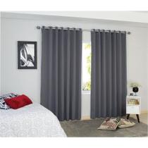 Cortina Corta-Luz 300X170cm Blend Ilhós Bella Janela Cinza