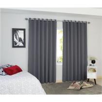 Cortina Corta-Luz 300X170cm Blend Ilhós Bella Janela Cinza
