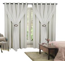 Cortina Corta Luz 4,00m X 2,70m 100% Blackout Com Voil Branco Para Sala Ou Quarto Para Varão Simples Cortina Corta Luz 4,00m X 2,70m 100% Blackout Com Voil Branco Para Sala Ou Quarto Para Varão Simples