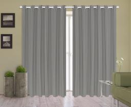 Cortina Corta Luz 4,00m X 2,80m 100% Blackout PVC Cinza Para Sala Ou Quarto Para Varão Simples