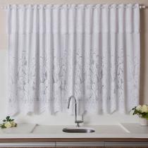 Cortina Cozinha 220x120 Cm Renda Branca Tulipinhas +Bando 30cm