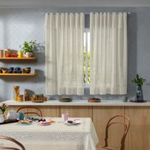 Cortina Cozinha 2,80mx1,50m + 30cm Bandô em Renda Valência Lisa