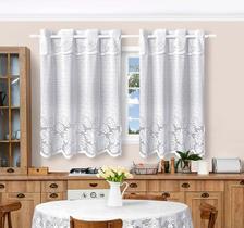 Cortina Cozinha Costela de Adão Renda Jacquard Branca
