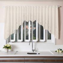 Cortina Cozinha Rendada Cascata Branca 300x100cm Jacquard