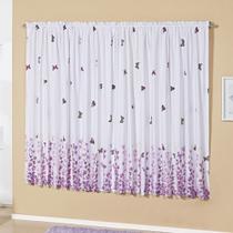Cortina Craft Percal 200 Fios Para Varão Simples 2,00m x 1,80m 100% Algodão - Borboletas