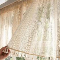 Cortina Curta Bege Com Franjas E Padrão Circular Para Sala De Estar, Quarto E Cobertura De Armário Cortina Curta Bege Com Franjas E Padrão Circular Para Sala De Estar, Quarto E Cobertura De Armário