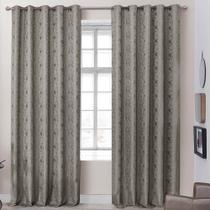 Cortina Dalia Jacquard Estampado Floral 2,00m x 1,70m Sala Quarto Varão 2M - Marrom - 100% Poliéster