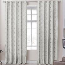 Cortina Dalia Jacquard Estampado Floral 3,00m x 2,60m Sala Quarto Varão 3M - Bege - 100% Poliéster