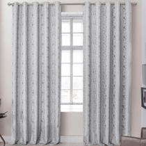 Cortina Dalia Jacquard Estampado Floral 3,00m X 2,60m Sala Quarto Varão 3m - Cinza Cortina Dalia Jacquard Estampado Floral 3,00m X 2,60m Sala Quarto Varão 3m - Cinza