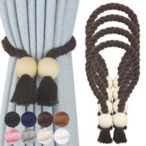 Cortina de algodão magnético Nieffeiy, tecido à mão, pacote com 4 Cortina de algodão magnético Nieffeiy, tecido à mão, pacote com 4