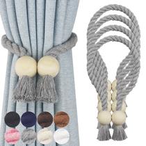 Cortina de algodão magnético Nieffeiy, tecido à mão, pacote com 4 Cortina de algodão magnético Nieffeiy, tecido à mão, pacote com 4